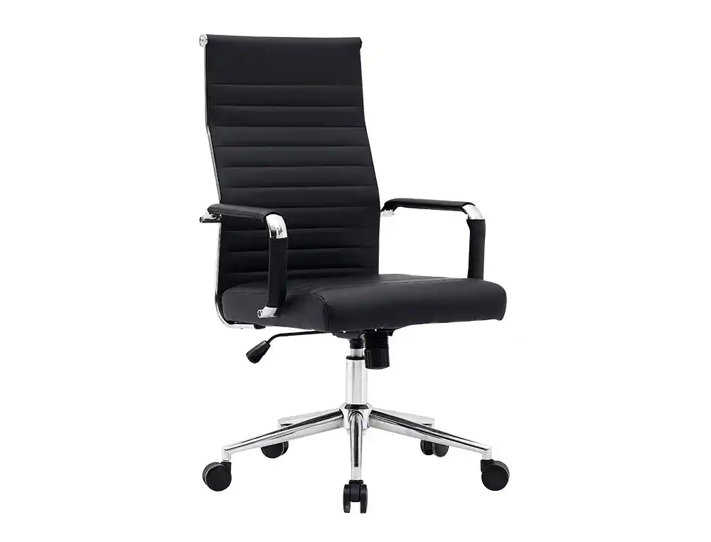 Silla Dirección de símil piel y base metalica con ruedas premium. Mod. Bosa