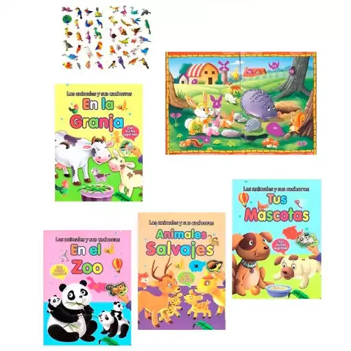 Juega con Pegatinas "Animales y sus Cachorros"