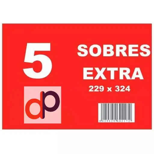 5 sobres tamaño folio (229 x 324 mm)