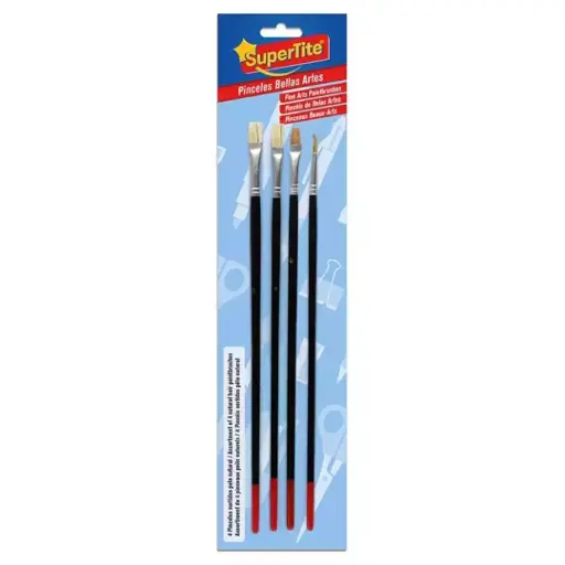 [8414646931567] 4 pinceles largos de pelo natural