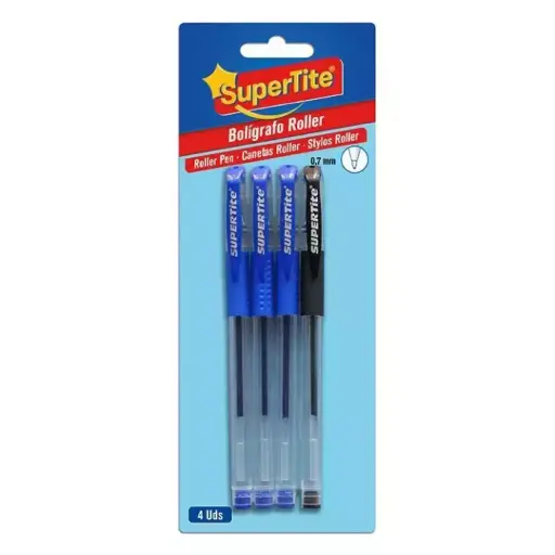 [8414646947780] Lote 4 bolígrafos 0,7mm – 3 azul – 1 negro