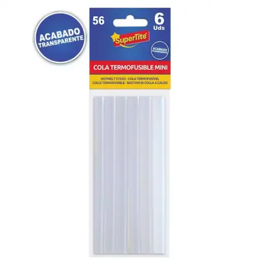 [8414646825569] Cola termofusible transparente. 6 barras 7 x100mm