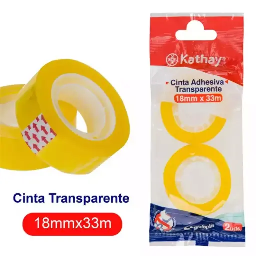 Cinta adhesiva transparente - 2 Rollos - 33m x 18mm