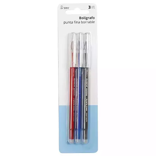 [8422839098935] 3 Bolígrafos borrables de punta fina.