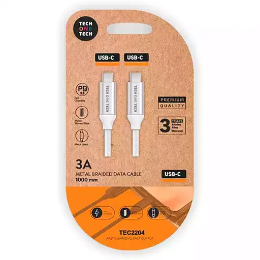 [8436546593089] Cable de USB-C a USB-C - Largo 1mt – Carga 3.0A