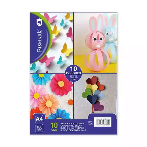 [8430173277312] Cartulinas A4 block 10 colores surtidos para manualidades