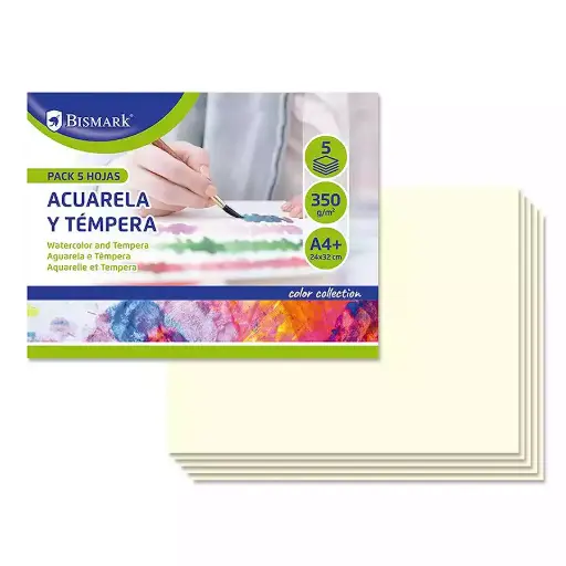 [8430173288240] 5 láminas de dibujo para acuarelas y temperas 350 GM -  A4+