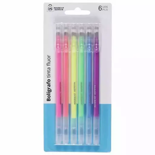 6 Bolígrafos de colores fluor