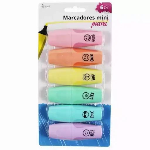 6 rotuladores mini colores pastel 