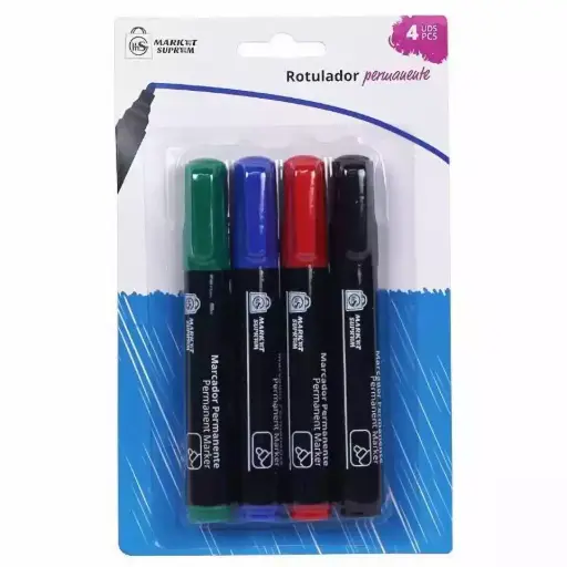 4 rotuladores permanentes - 4 colores 