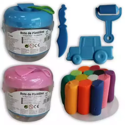 [8422838094372] 14 barras de plastilina de colores con accesorios